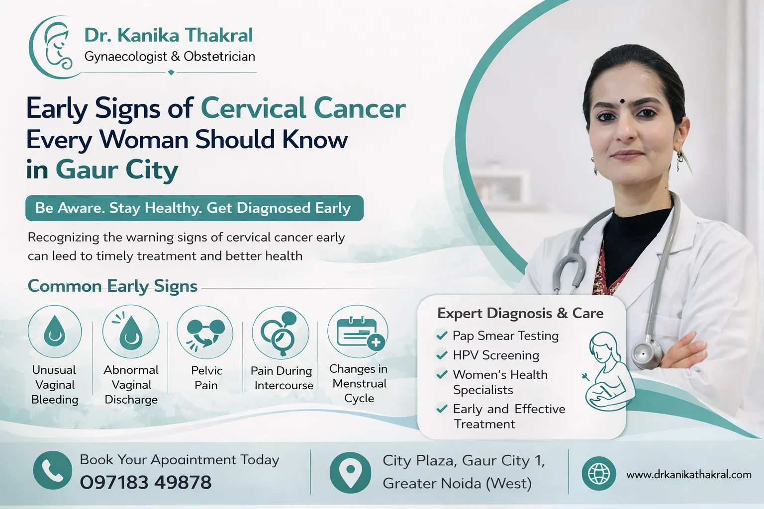 early signs of cervical cancer in Gaur City