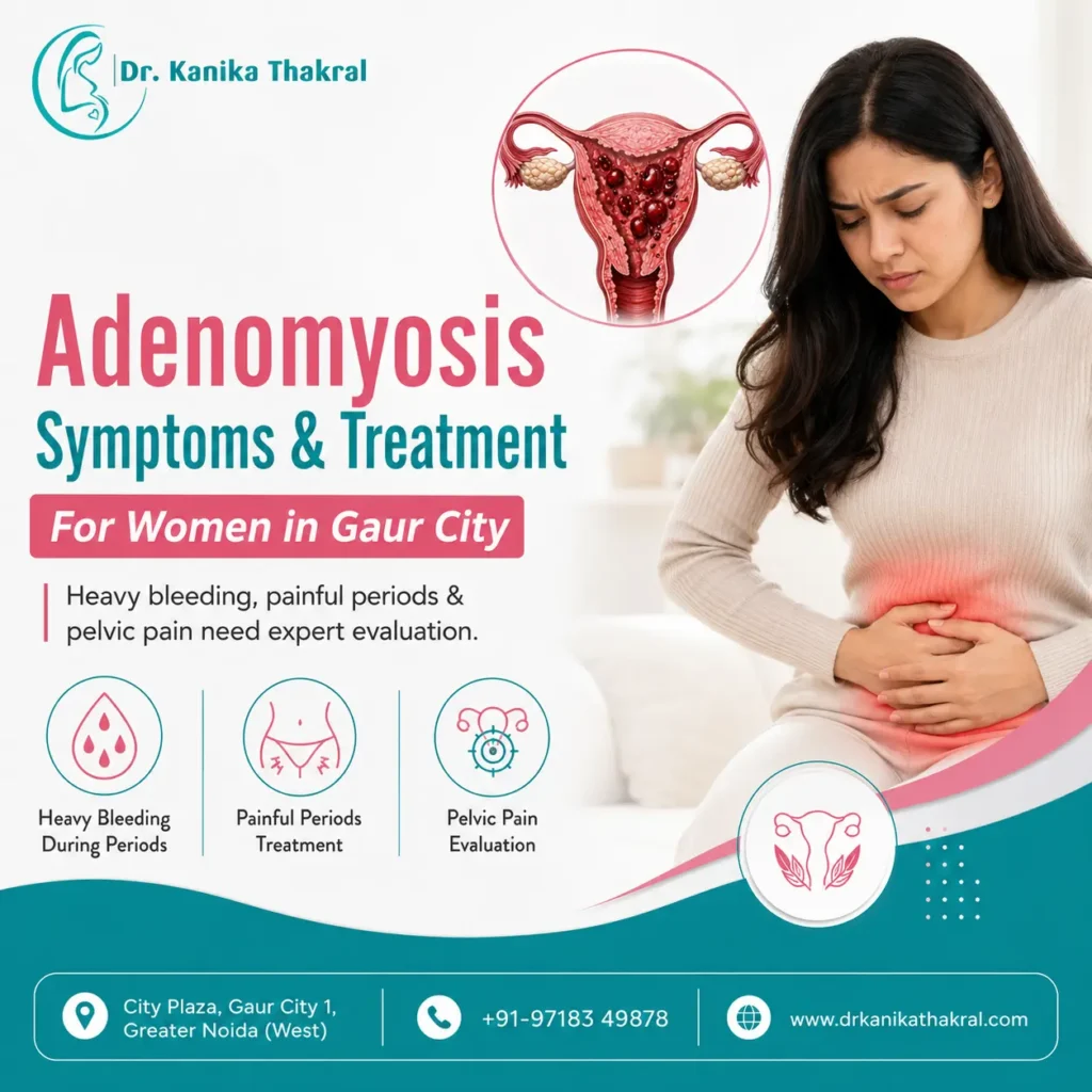 Adenomyosis symptoms and treatment for women in Gaur City by Dr. Kanika Thakral