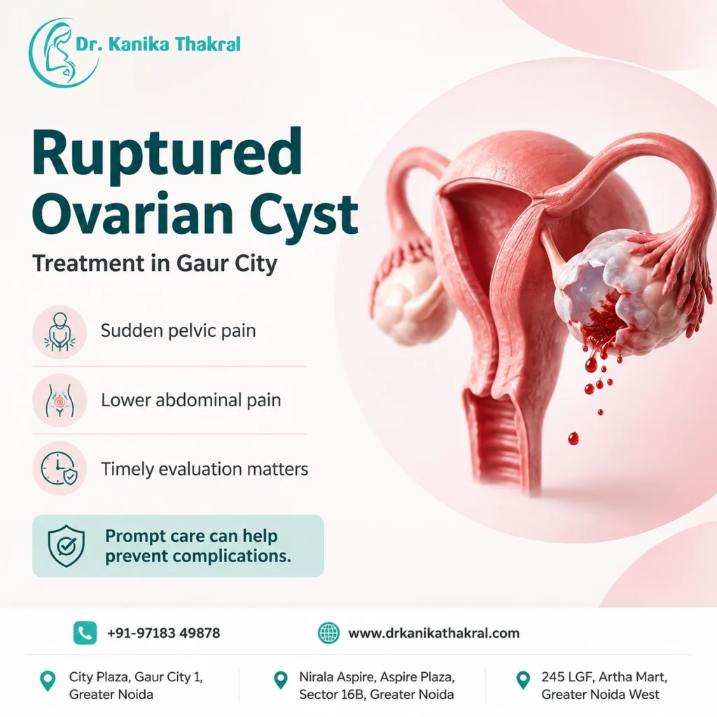 Ruptured Ovarian Cyst Treatment in Gaur City